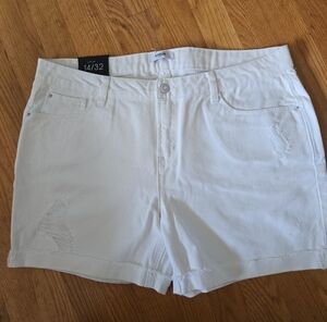 Kensie White Distressed Denim Shorts